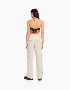 FEMME BERSHKA Pantalons*Pantalon cargo moulant serge multipoches
