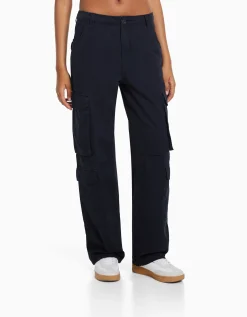 FEMME BERSHKA BSK Teen*Pantalon cargo moulant serge multipoches