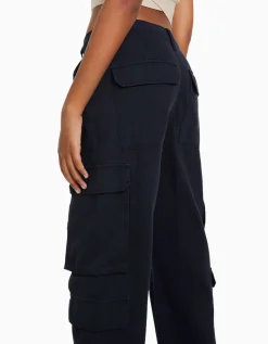 FEMME BERSHKA BSK Teen*Pantalon cargo moulant serge multipoches
