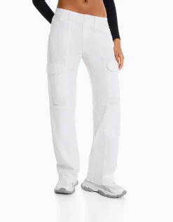 FEMME BERSHKA Pantalons*Pantalon cargo taille basse coton fil contraste