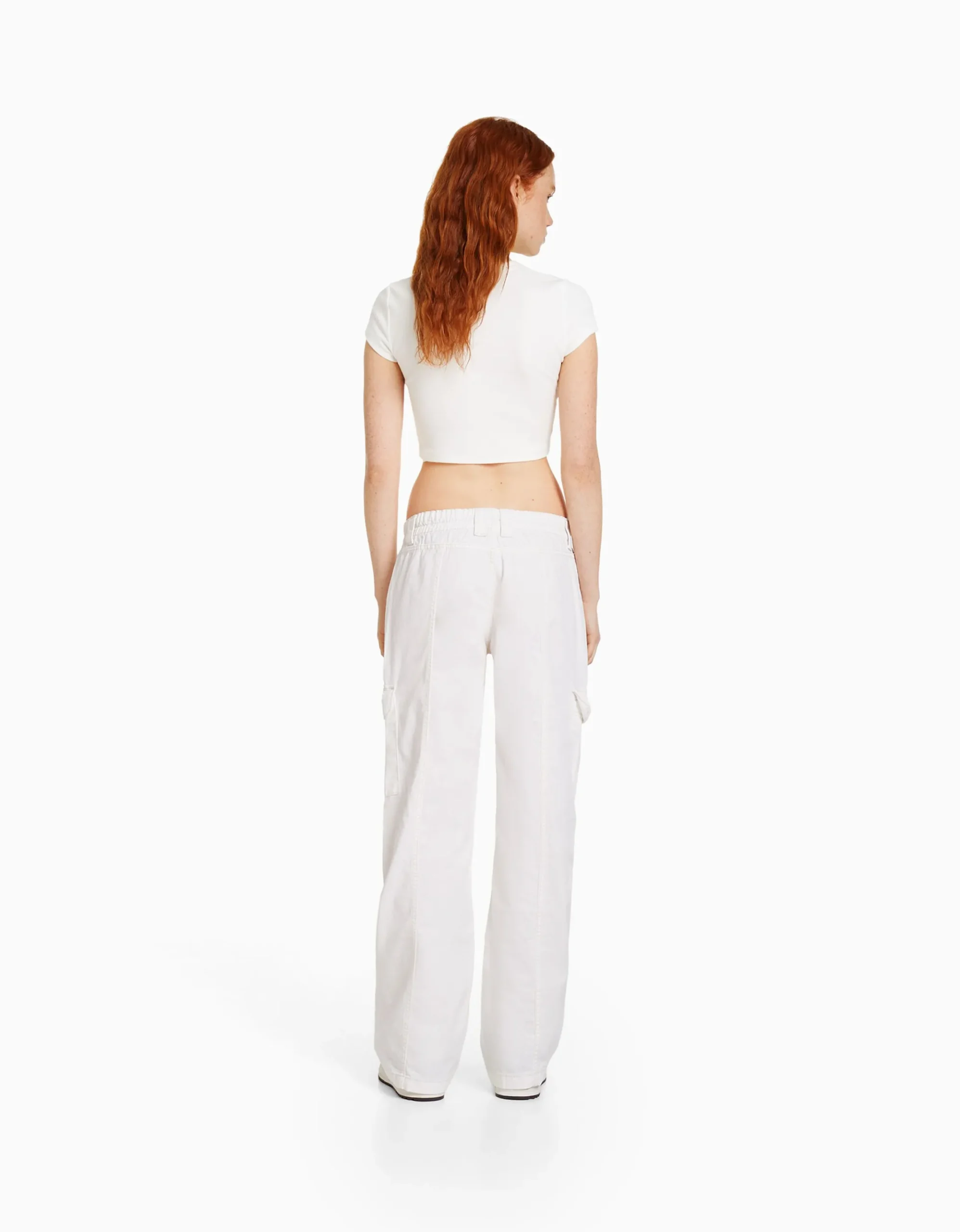 FEMME BERSHKA Vêtements*Pantalon cargo taille basse coton fil contraste