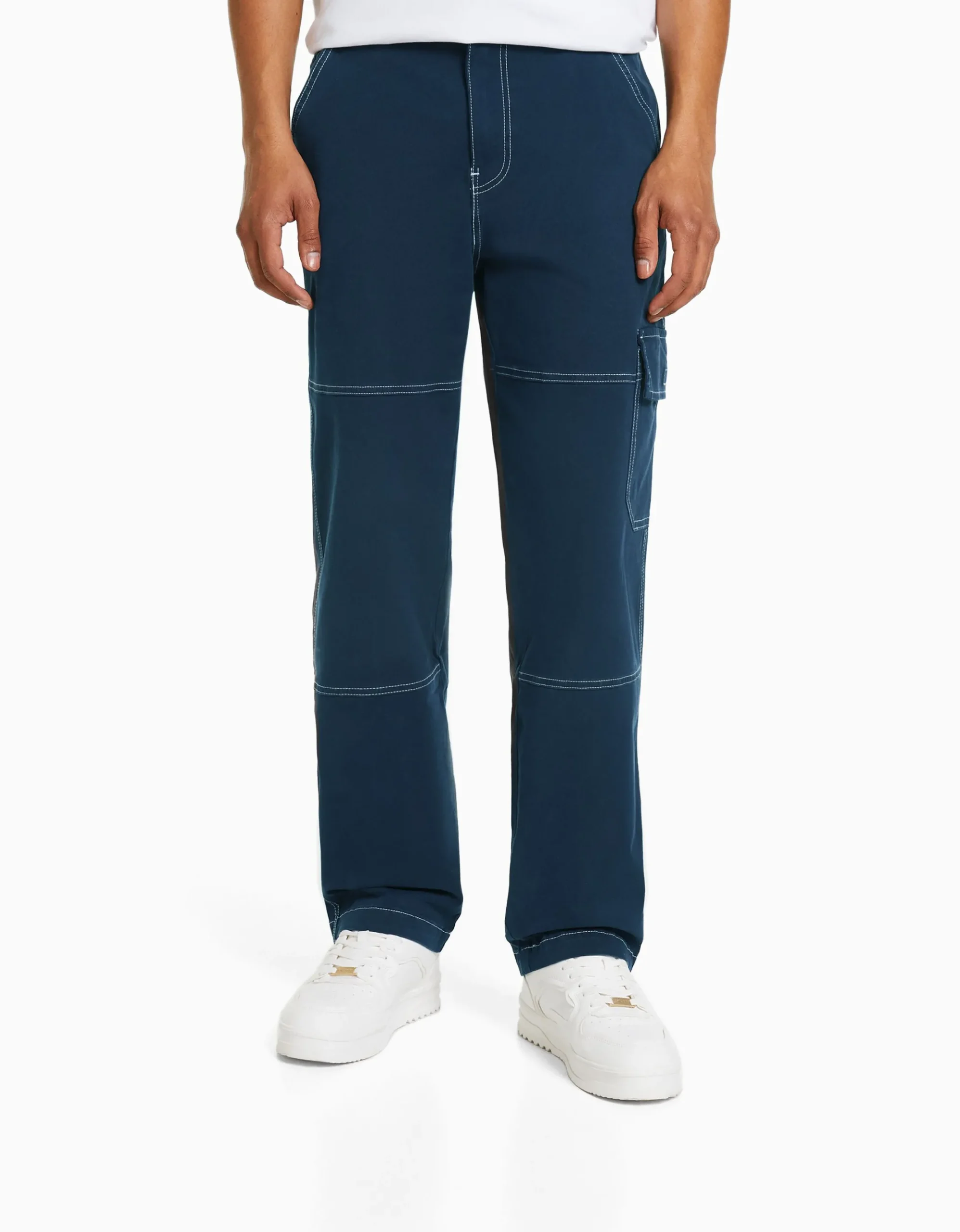 HOMME BERSHKA Pantalons*Pantalon cargo wide coutures contrastes
