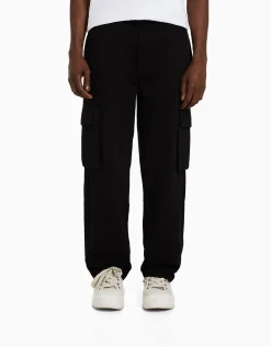 HOMME BERSHKA Vêtements*Pantalon cargo wide leg coton