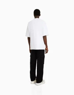 HOMME BERSHKA Vêtements*Pantalon cargo wide leg coton