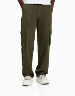 HOMME BERSHKA Vêtements*Pantalon cargo wide leg coton