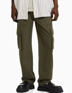 HOMME BERSHKA Vêtements*Pantalon cargo wide leg coton