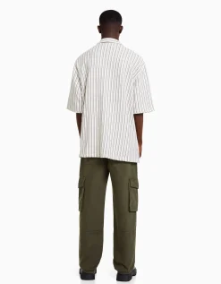 HOMME BERSHKA Vêtements*Pantalon cargo wide leg coton