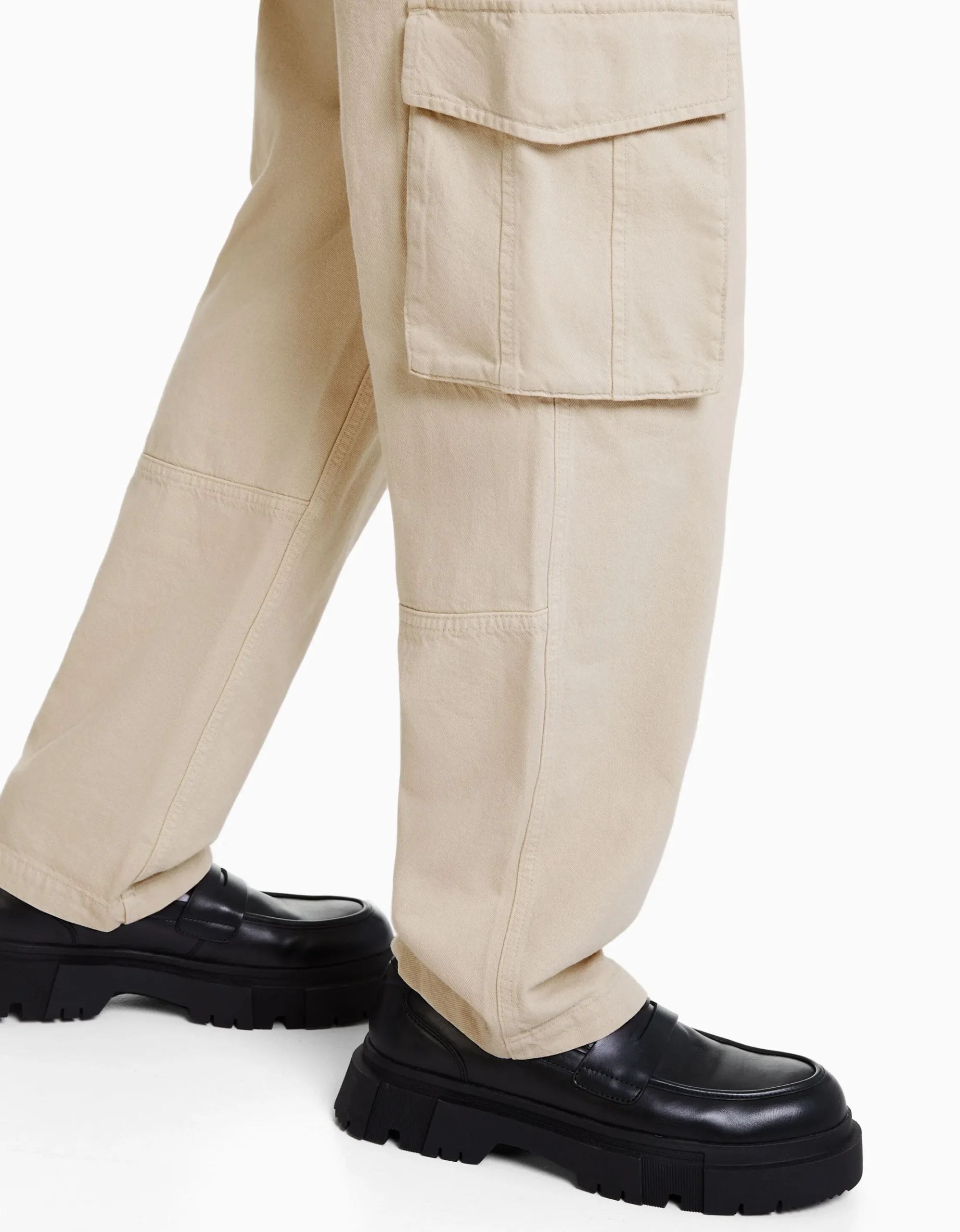 HOMME BERSHKA Vêtements*Pantalon cargo wide leg coton