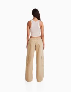 FEMME BERSHKA Pantalons*Pantalon cargo wide leg multipoches