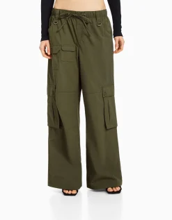 FEMME BERSHKA Pantalons*Pantalon cargo wide leg multipoches