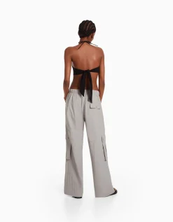 FEMME BERSHKA Pantalons*Pantalon cargo wide leg multipoches
