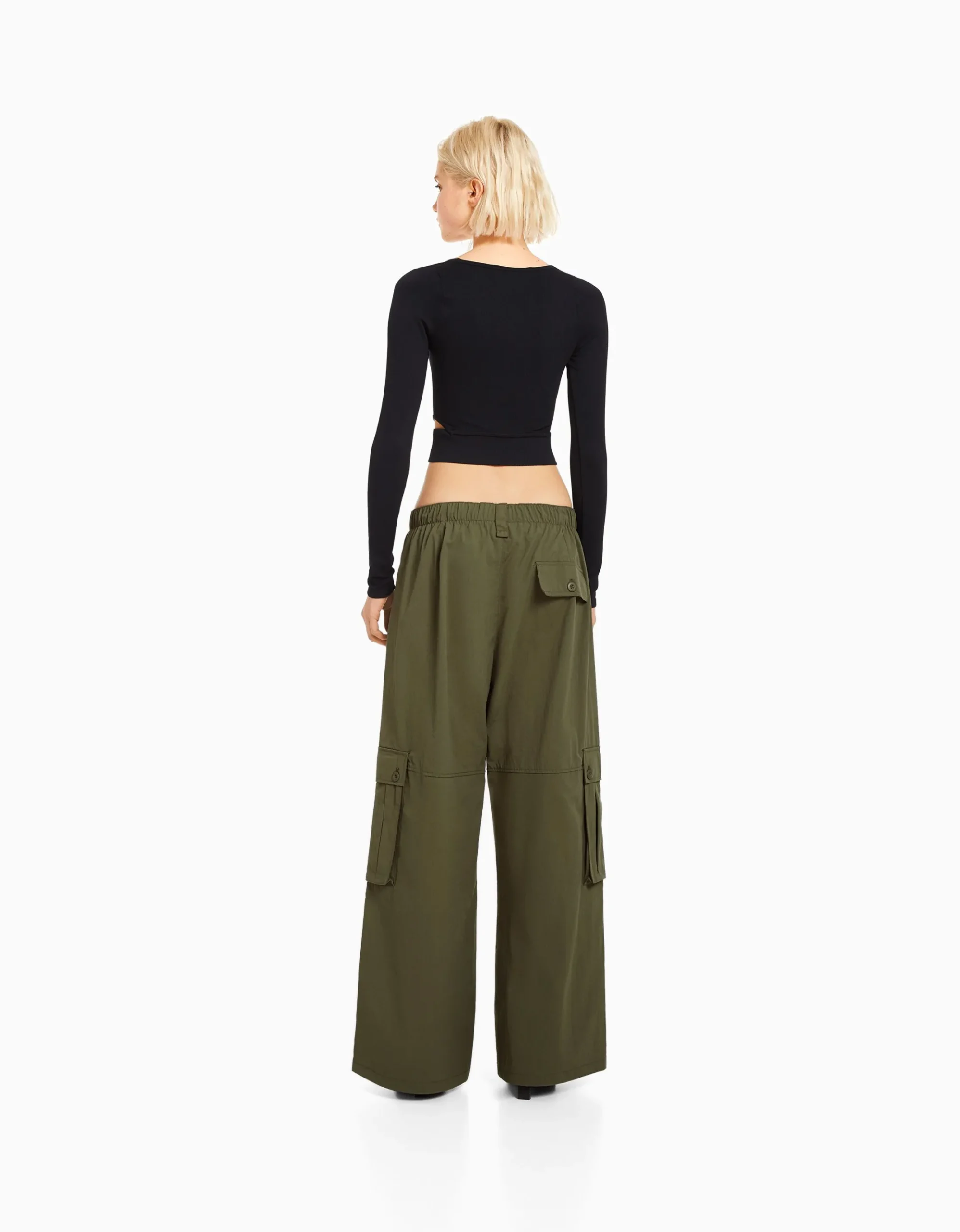 FEMME BERSHKA Vêtements*Pantalon cargo wide leg multipoches