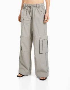 FEMME BERSHKA Vêtements*Pantalon cargo wide leg multipoches