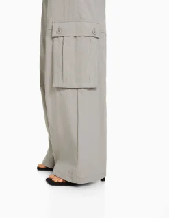 FEMME BERSHKA Vêtements*Pantalon cargo wide leg multipoches