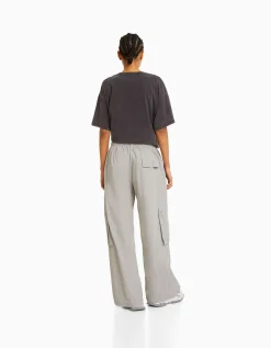 FEMME BERSHKA Vêtements*Pantalon cargo wide leg multipoches