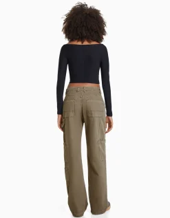 FEMME BERSHKA Pantalons*Pantalon carpenter loose fit toile
