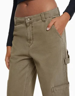 FEMME BERSHKA Pantalons*Pantalon carpenter loose fit toile
