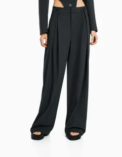 FEMME BERSHKA Pantalons*Pantalon coupe tailleur jambe large