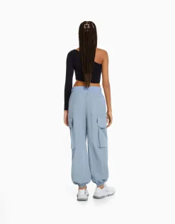 FEMME BERSHKA Vêtements*Pantalon jogger cargo poches effet nylon