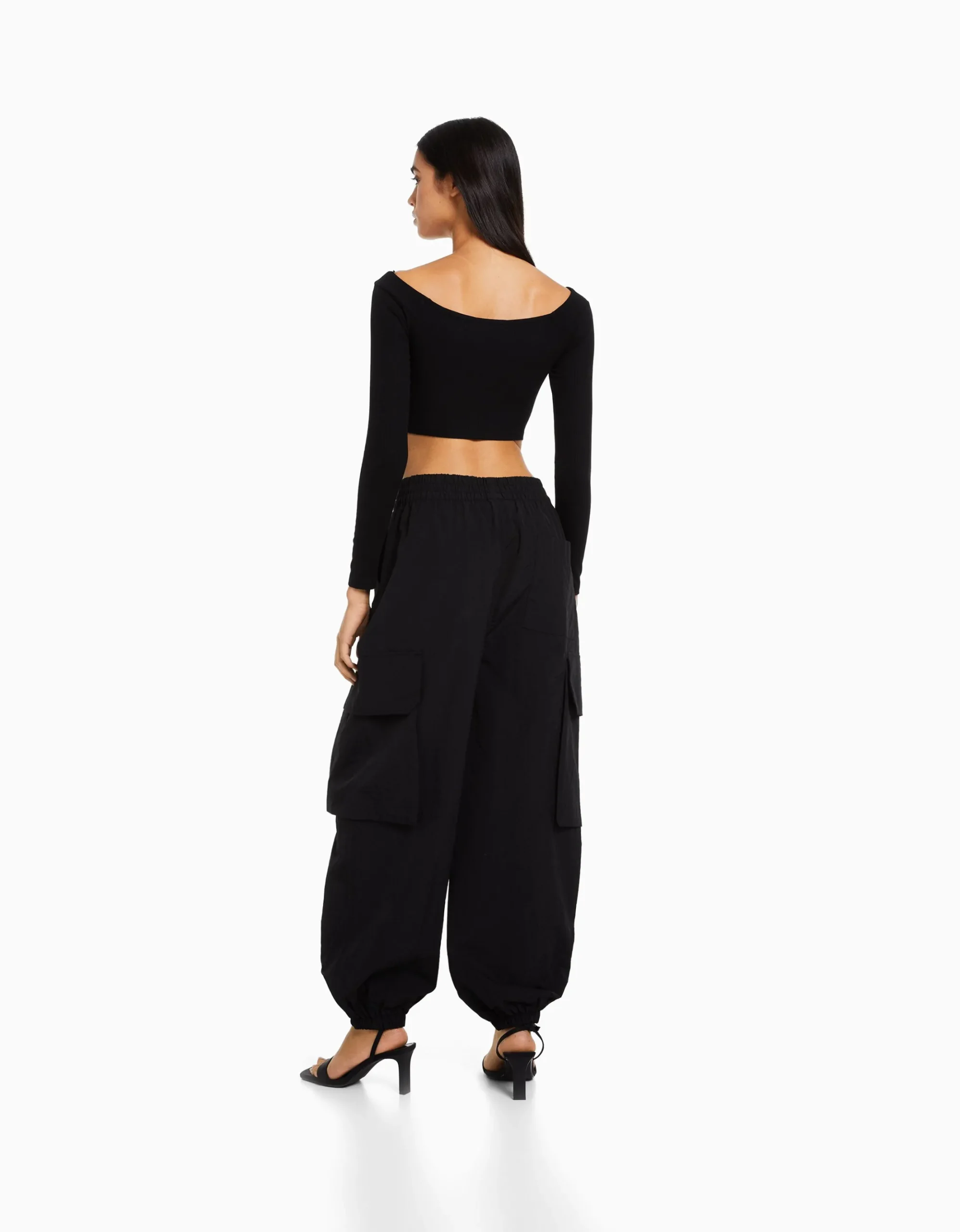 FEMME BERSHKA Vêtements*Pantalon jogger cargo poches effet nylon