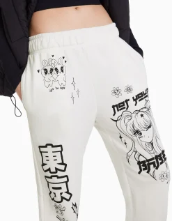 FEMME BERSHKA Pantalons*Pantalon jogger molleton imprimé