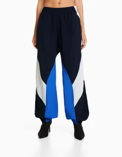 FEMME BERSHKA Vêtements*Pantalon jogger molleton effet nylon color block