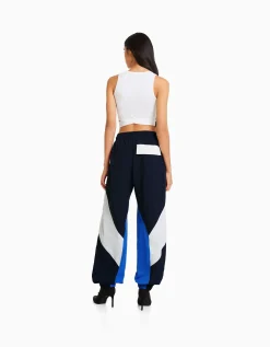 FEMME BERSHKA Vêtements*Pantalon jogger molleton effet nylon color block
