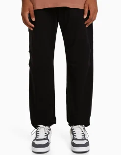 HOMME BERSHKA Pantalons et jeans*Pantalon parachute molleton poche fermeture Éclair
