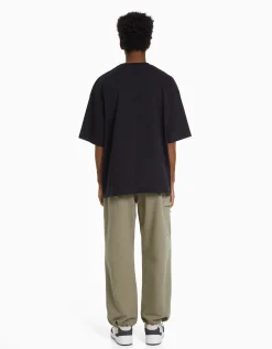 HOMME BERSHKA Pantalons*Pantalon parachute molleton poche fermeture Éclair