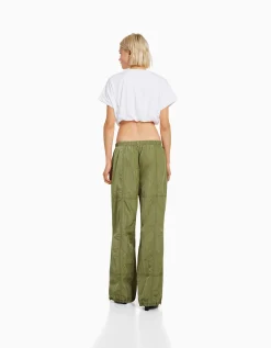 FEMME BERSHKA Vêtements*Pantalon parachute nylon