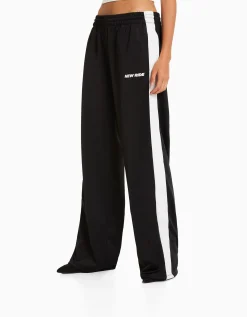 FEMME BERSHKA Vêtements*Pantalon straight bande latérale