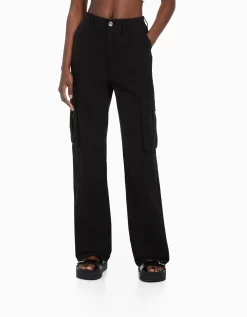 FEMME BERSHKA BSK Teen*Pantalon straight cargo réglable