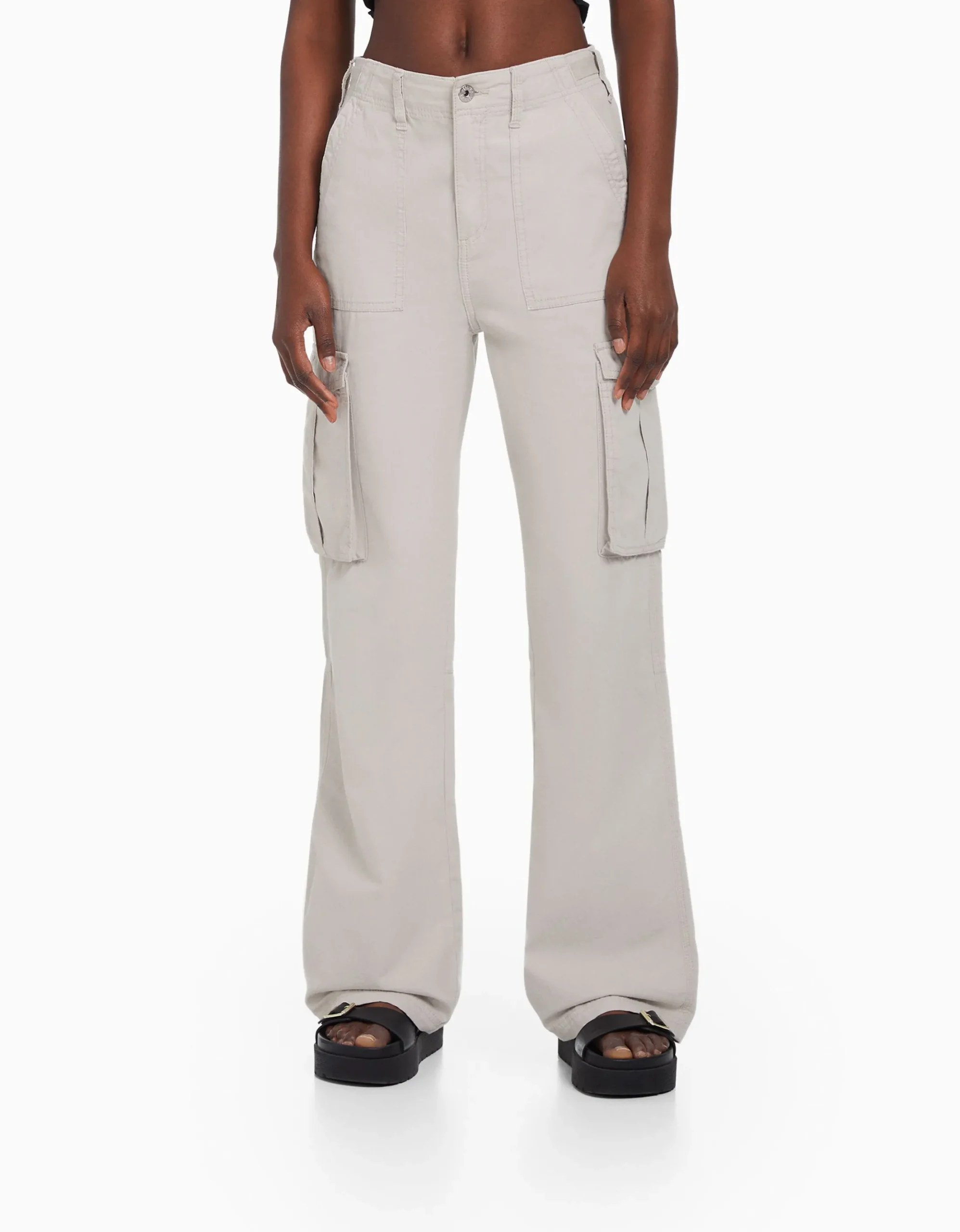 FEMME BERSHKA Pantalons*Pantalon straight cargo réglable