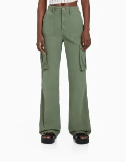 FEMME BERSHKA BSK Teen*Pantalon straight cargo réglable