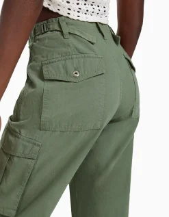 FEMME BERSHKA BSK Teen*Pantalon straight cargo réglable