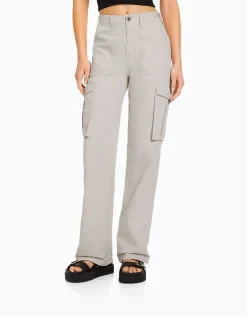 FEMME BERSHKA Vêtements*Pantalon straight cargo réglable