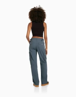 FEMME BERSHKA Vêtements*Pantalon straight cargo réglable