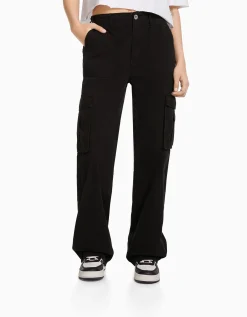FEMME BERSHKA Vêtements*Pantalon straight cargo réglable
