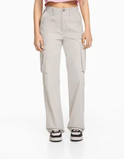 FEMME BERSHKA Vêtements*Pantalon straight cargo réglable