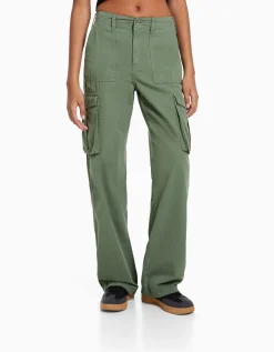 FEMME BERSHKA Vêtements*Pantalon straight cargo réglable