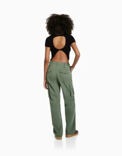 FEMME BERSHKA Vêtements*Pantalon straight cargo réglable