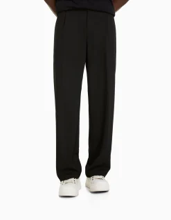 HOMME BERSHKA Pantalons et jeans*Pantalon tailleur semi-jogger wide