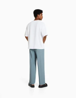 HOMME BERSHKA Pantalons*Pantalon tailleur semi-jogger wide