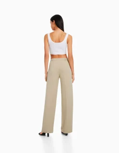 FEMME BERSHKA Basiques*Pantalon tailoring wide leg passants