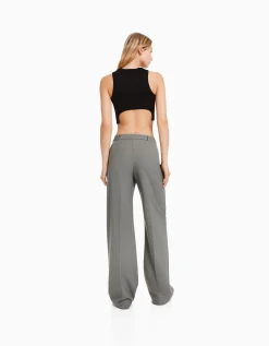 FEMME BERSHKA Basiques*Pantalon tailoring wide leg passants