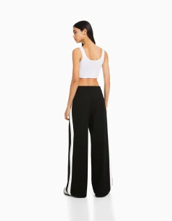 FEMME BERSHKA Vêtements*Pantalon tailoring wide leg bande latérale