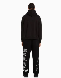 HOMME BERSHKA Vêtements*Pantalon wide leg molleton taille élastique imprimé