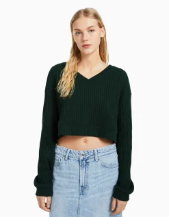 FEMME BERSHKA Maille*Pull à col en V