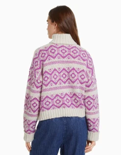 FEMME BERSHKA Maille*Pull à col montant en jacquard
