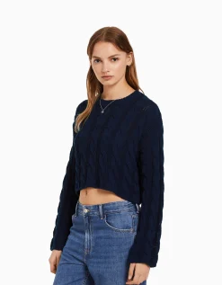 FEMME BERSHKA Maille*Pull à col rond à torsades